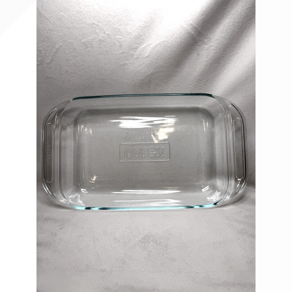 Vintage Pyrex Clear Glass 2 Qt Baking Dish 7x11 Rectangular Casserole Handles